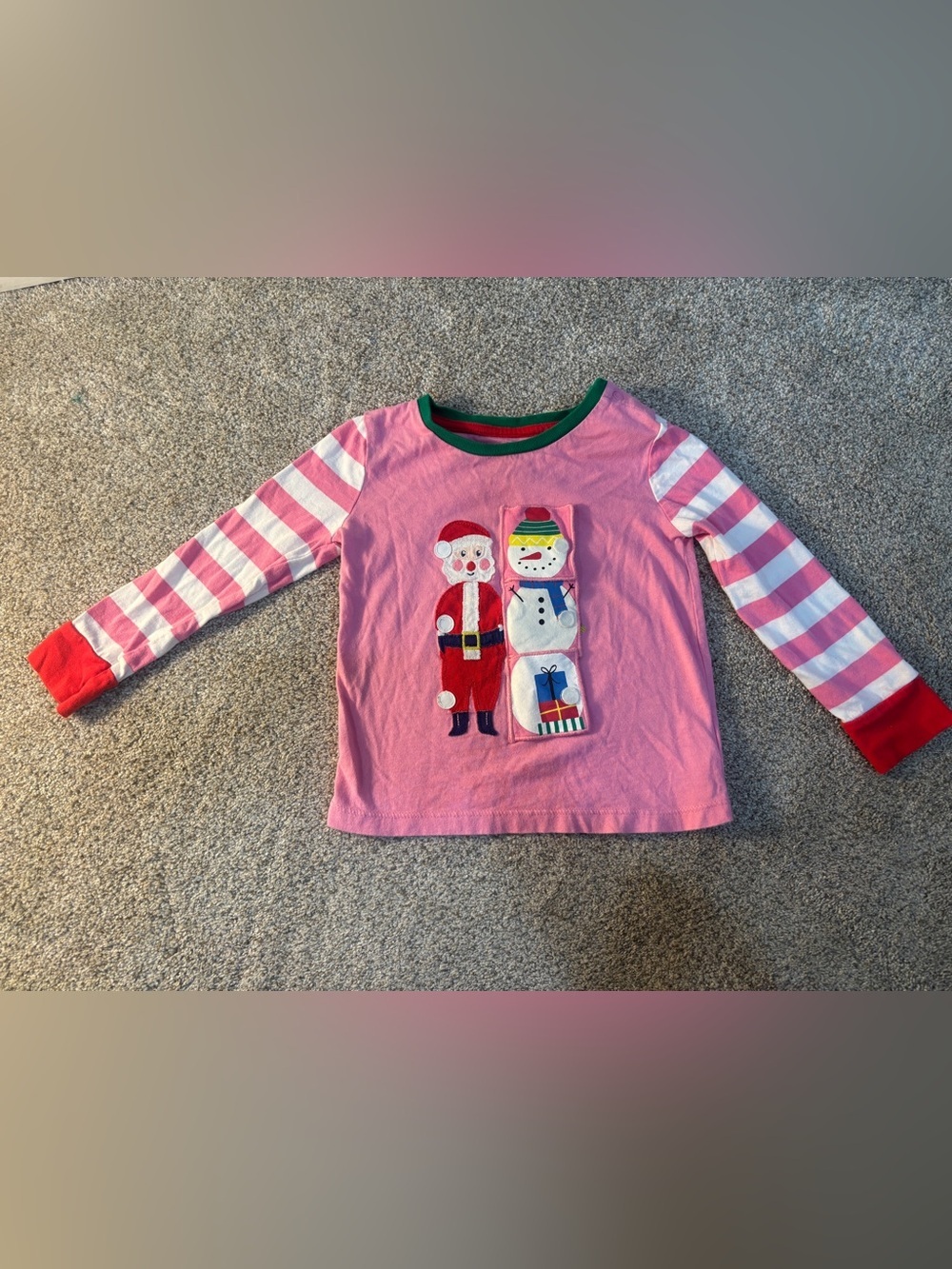 Mini Boden Pink Toddler Girls Christmas T Shirt 2-3 Lift Flap Santa Elf reindeer
